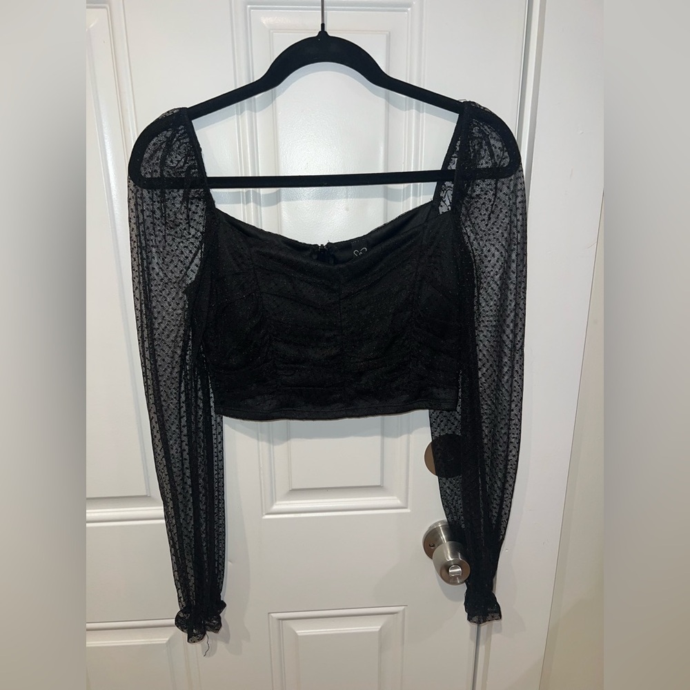 Windsor Black Mesh Sleeve Blouse